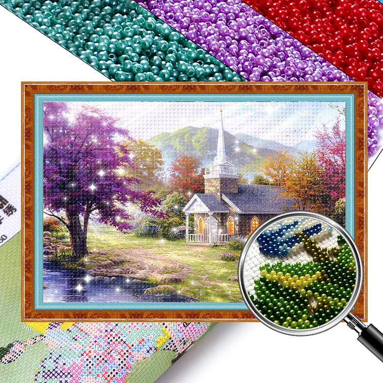 Scenery - 9CT Bead Embroidery Cross Stitch(Partial Embroidery)