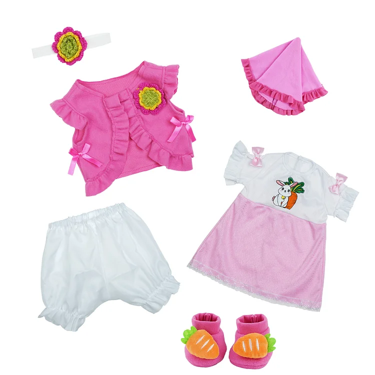  For 17"-22" Reborn Baby Girl Doll Clothing 6-Pieces Set Accessories - Reborndollsshop®-Reborndollsshop®