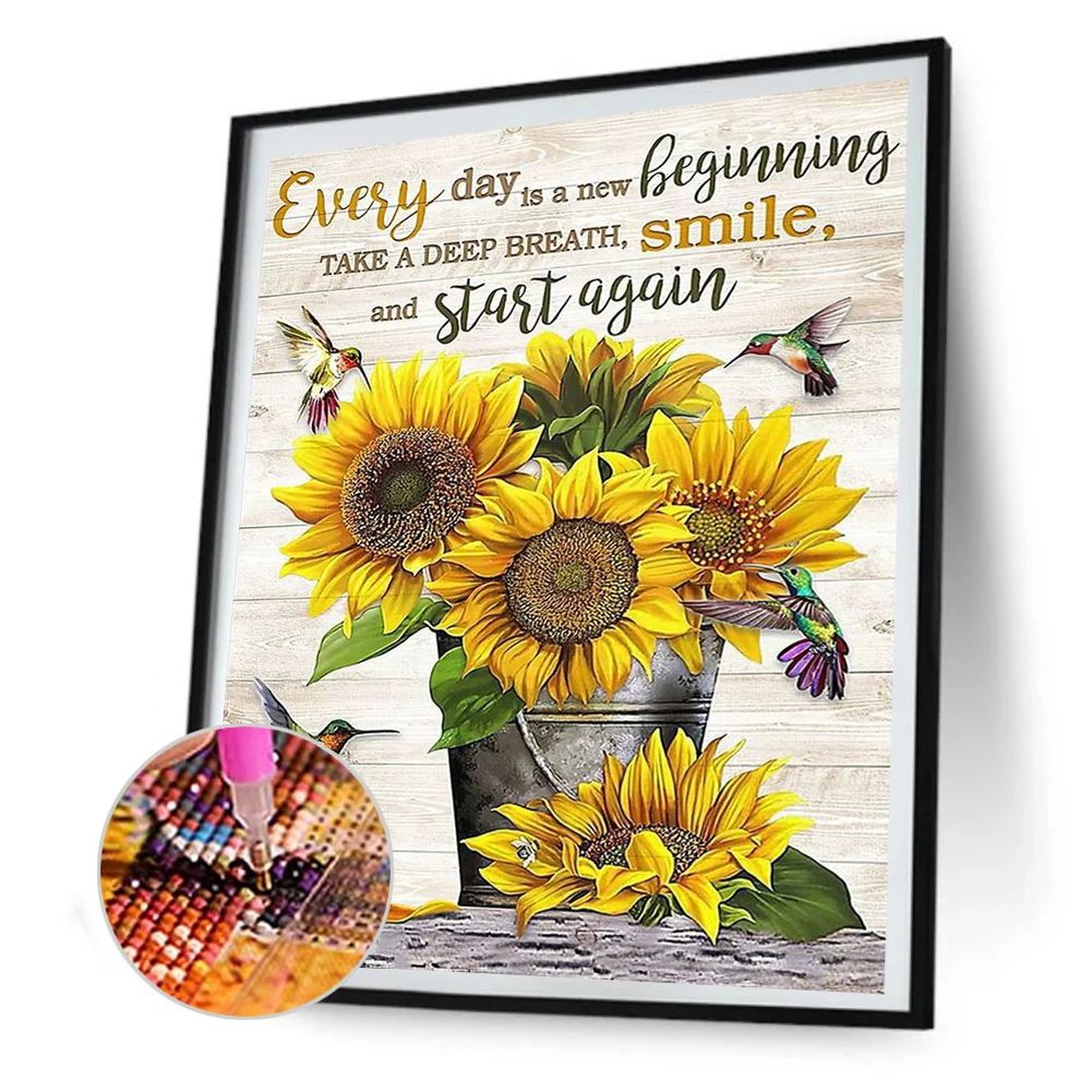 Diamond Painting - Full Round Drill - Sunflower Letters(30*40cm)