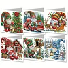 (US Only)6PCS DIY Xmas Gnome Diamond Art Greeting Cards Congratulations Cards & Gifts
