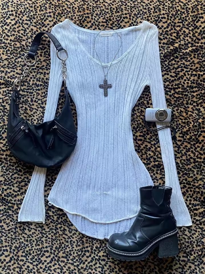 Aonga Solid color bow decoration dress fashion lace edge casual Y2K top emotional girl urban beauty chic slim sweet street women dress aonga