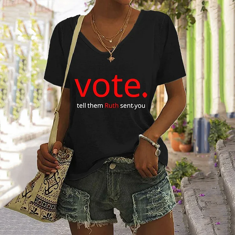 Comstylish Women's Vote Tell Them Ruth Sent You Print T-Shirt