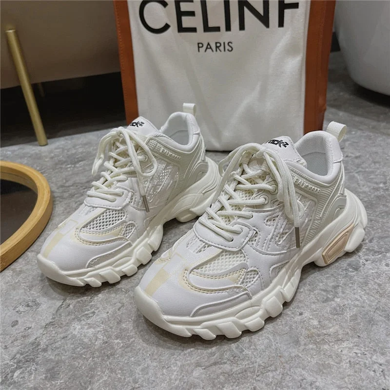 Brand Design Women Chunky Sneakers 2021 Summer Mixed Colors Women's Shoes Breathable Lightweight Ladies Dad Shoes Sport Shoes 211