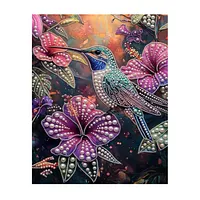 Purple Flower Blue Bird - Pearls Painting