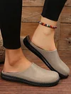 Plain Color Mesh Fabric Flat Clog Shoes