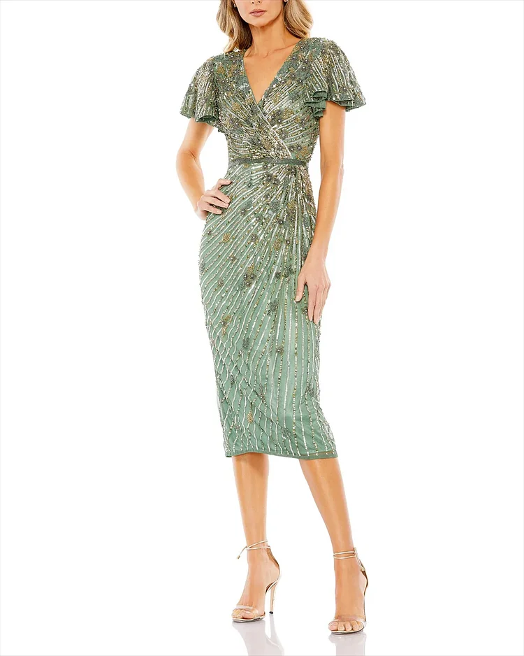 Women's Solid Color Sequins Dress - 01