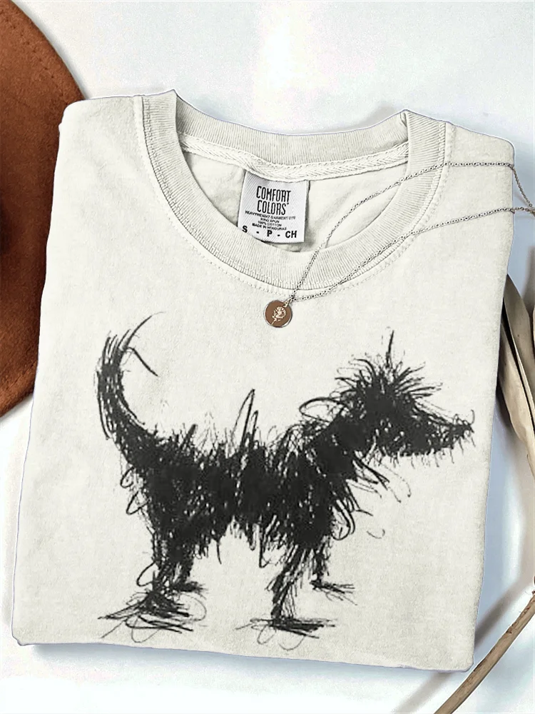 Funny Fuzzy Dog Art Comfy T Shirt