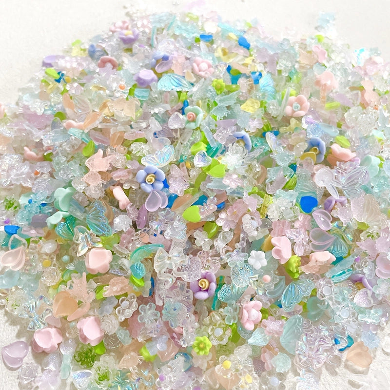 New Mixed Style Fairy Nail Art Decorations Ice Transparent Camellia Butterfly Deer Heart Shaped Material Pack
