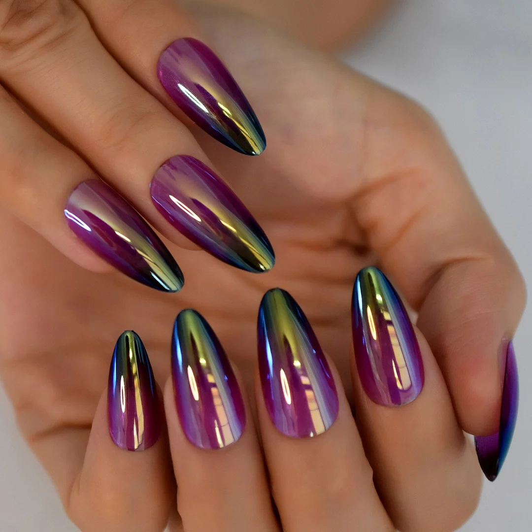 Fadeing Series Nail Optionals Purple To Black Medium Long Almond Press On Nails 2021 New Pre Designs Supplies For Professionals-Nail Inspo