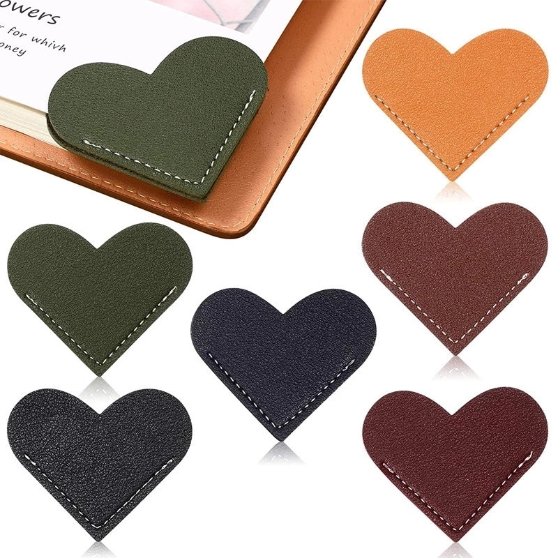 Leather Heart-shaped Bookmark Pu Leather Love Bookmark Book Page Clip Mini Business Portable Small Gift Page Corner Sign