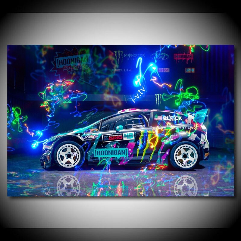 Canvas Paintings Fords Rally Car Racing Car Posters Wall Art Pictures Painting Wall Art for Living Room Home Decor (No Frame)