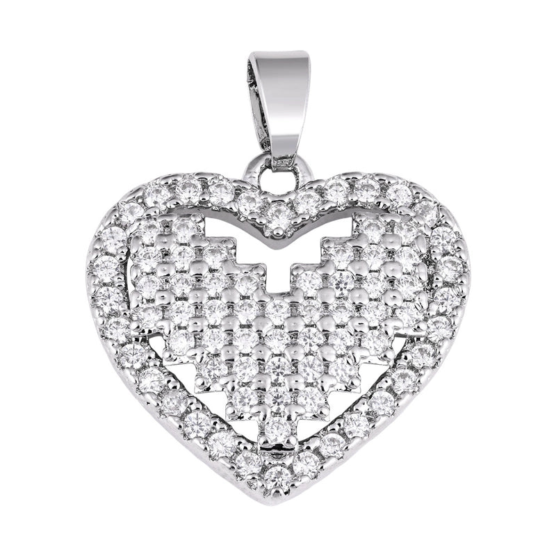 1 Piece Copper Zircon Four Leaf Clover Round Heart Shape Pendant Jewelry Accessories