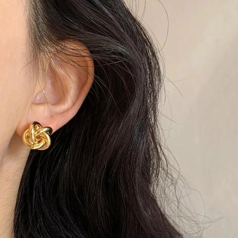 1 Pair Minimalist Commute Shiny Geometric Plating Copper Ear Studs