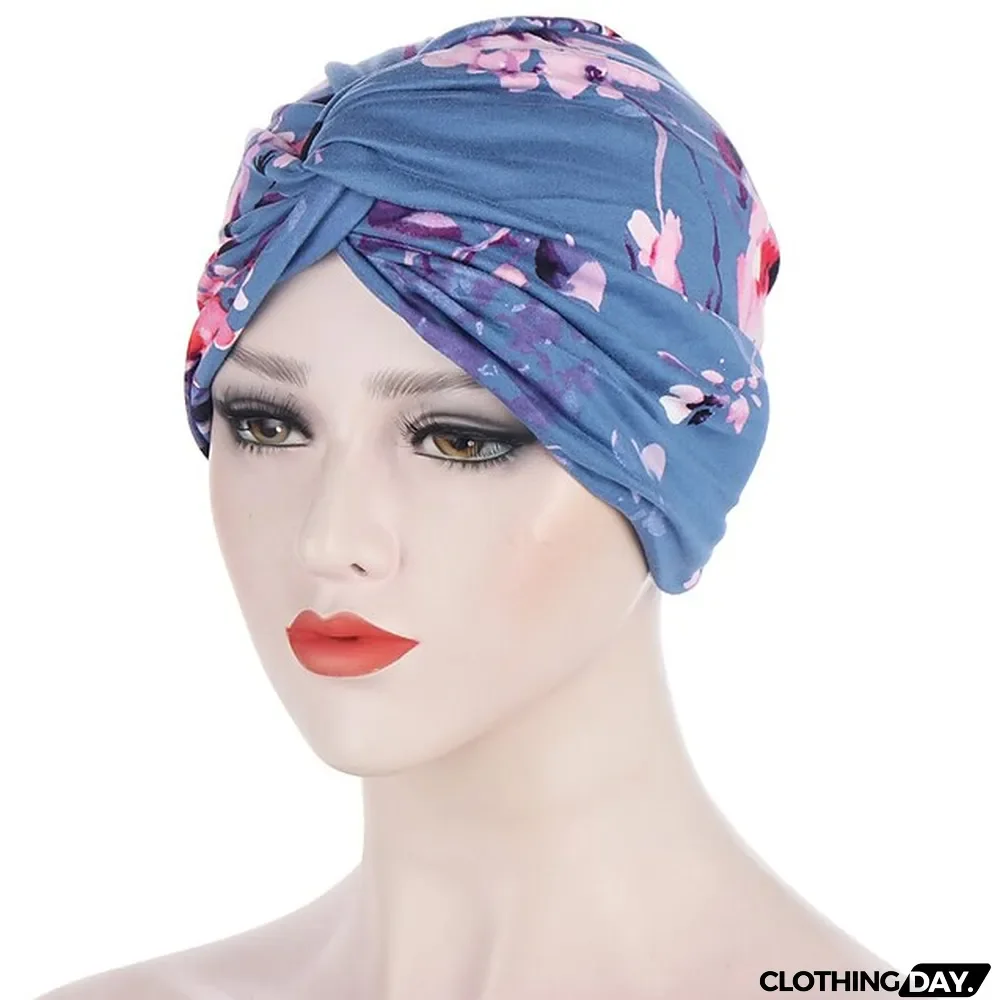 Women Muslim Daily Turban Folding Cross Knotted Hair Scarf Elastic Head Wrap Headwear Bandanas Lady Hair Hats Beanie Hair Loss Accessories