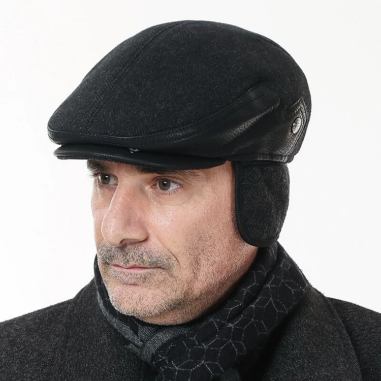 Elderly Men s Winter Hat Male Thick Warm Wool Ear Protection Peaked Cap Male Winter Warm Earmuffs Hat B-7377