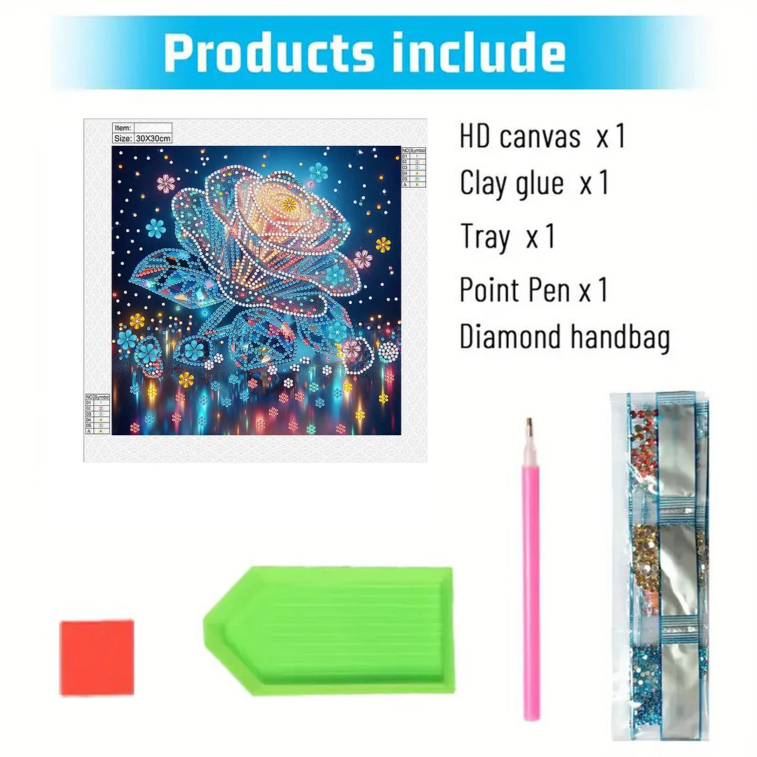 Flowers - Diamond Painting - Partial Special Shaped Drill(Canvas|30*30cm)