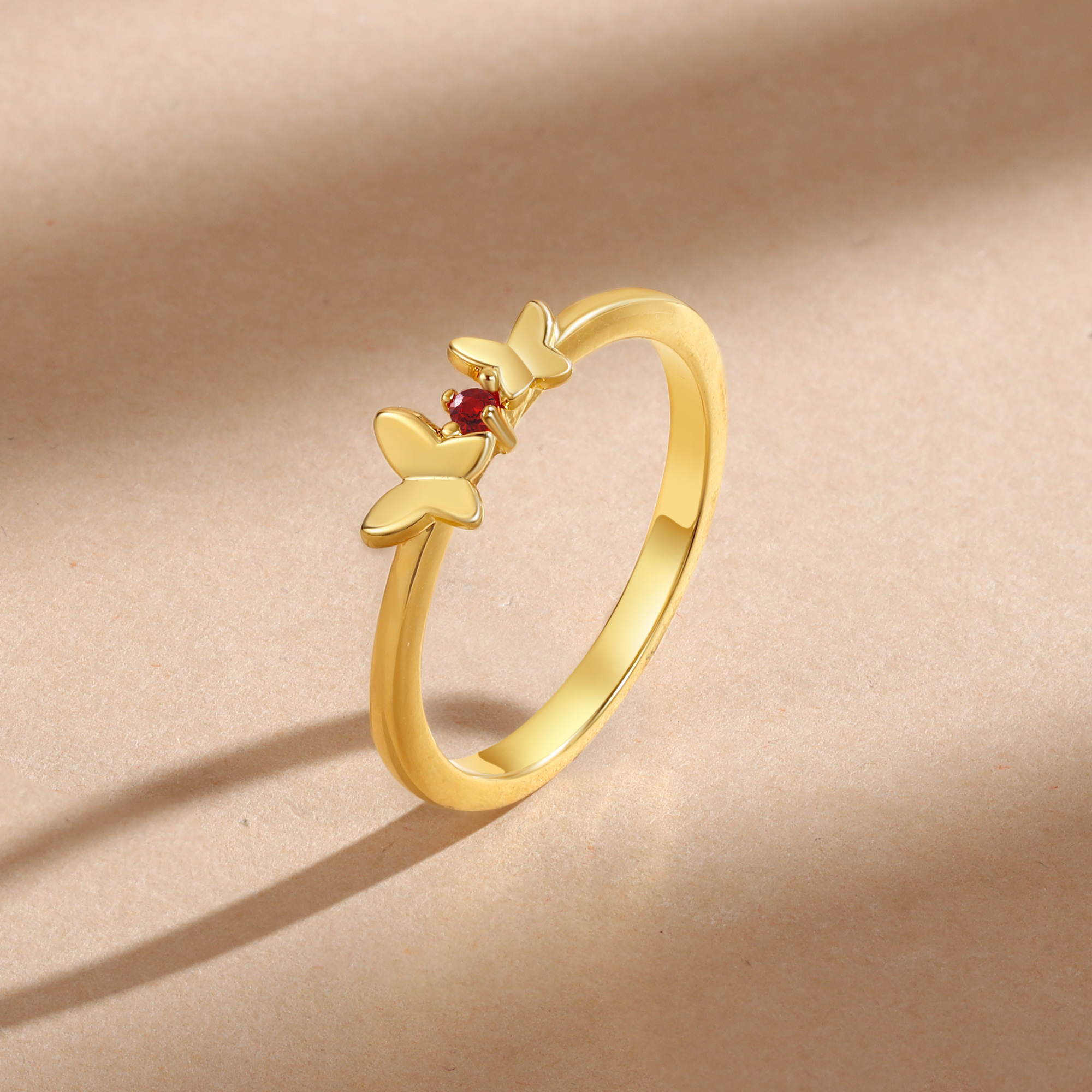 Personalised Butterfly Ring Custom 1 Birthstone Ring Birthday Gift for Her-Jessemade AU