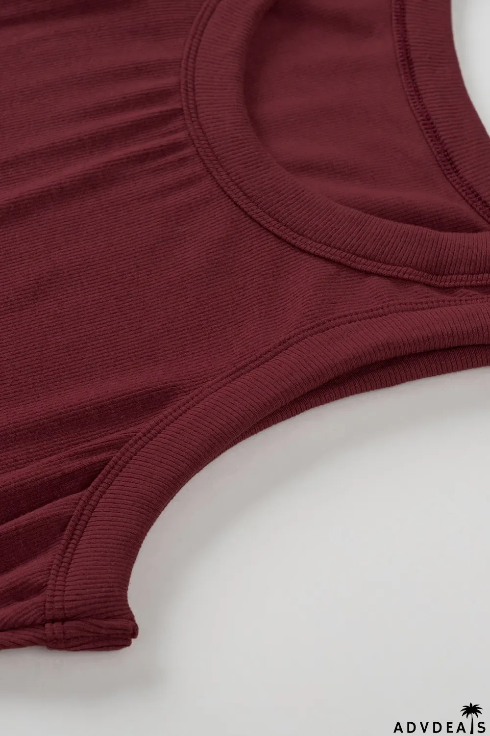 Red Solid Ribbed Knit Slim Fit Tank Top