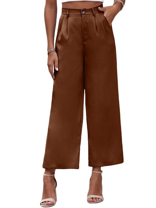Chic High Waist Wide Leg Trousers In Various Colors - Comfortable, Slim Fit Pants For Women