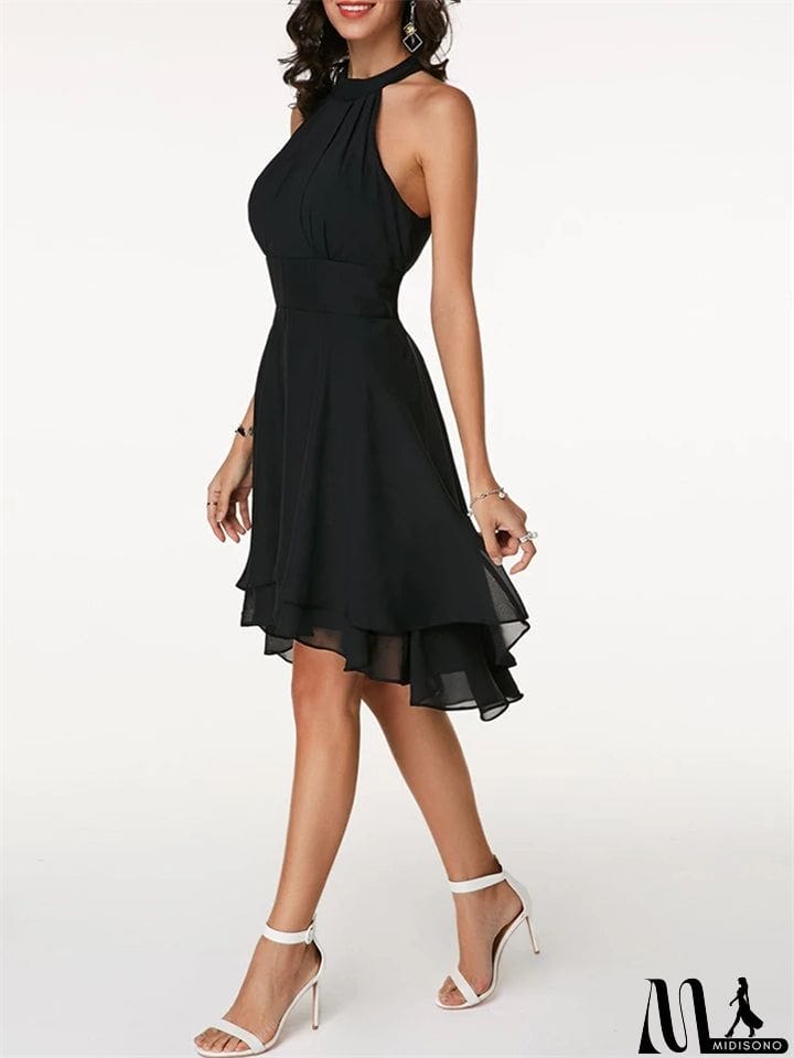 MidiSono - New Elegant Halter Sleeveless High Waist Slim-Fit Cocktail Dresses For Wedding Guest