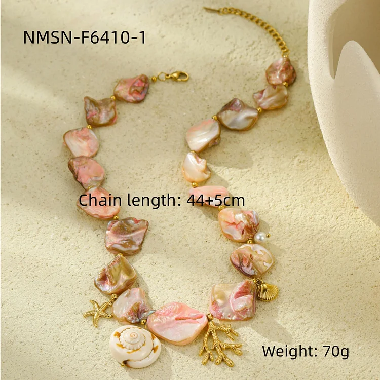 Beach Style Shell Coral Titanium Steel Clavicle Chain