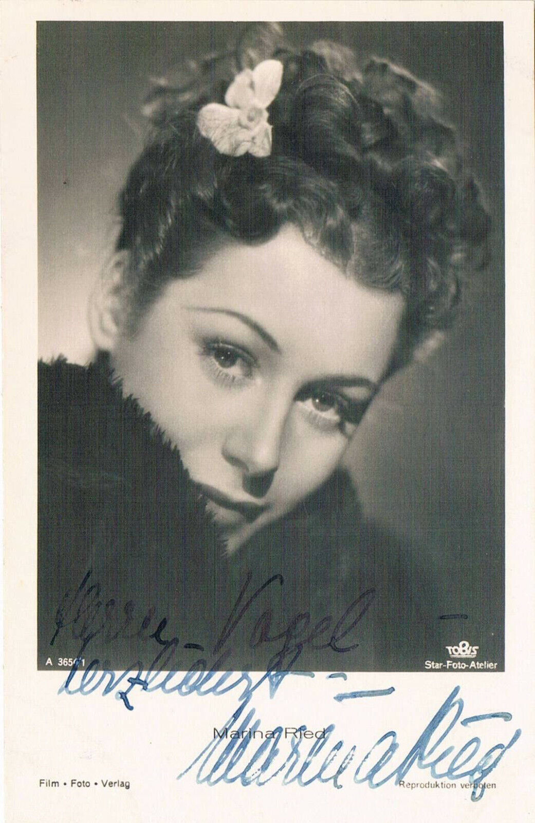 Marina Ried 1921-89 autograph signed postcard Photo Poster painting 3.5x5.5