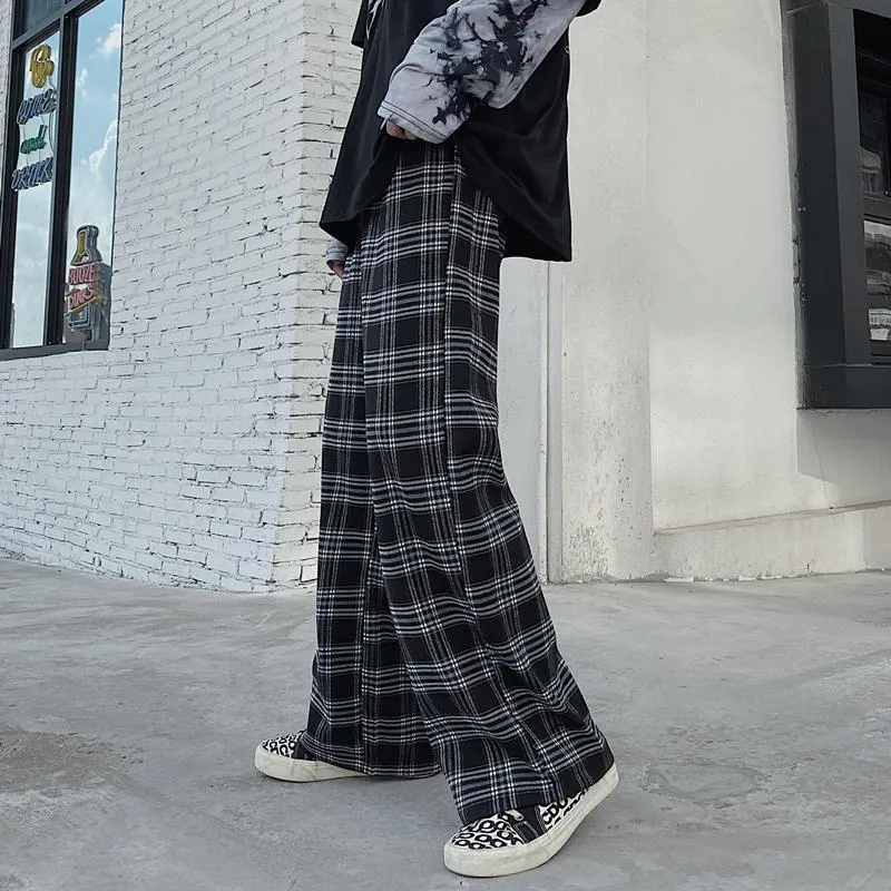 Solid color retro high waist wide leg pants