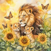 Lion Family in the Wild - Diamond Painting