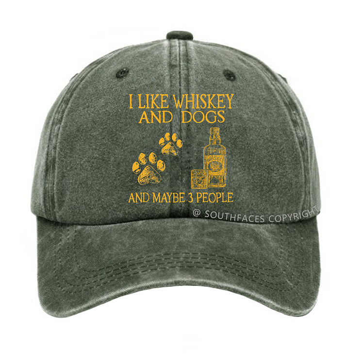 I Like Whiskey And Dogs And Maybe 3 People Funny Print Hats