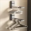 Suction cup balcony clothes rack storage device, no drilling required, multi-functional folding clothes rack for home use, wall-mounted storage shelf