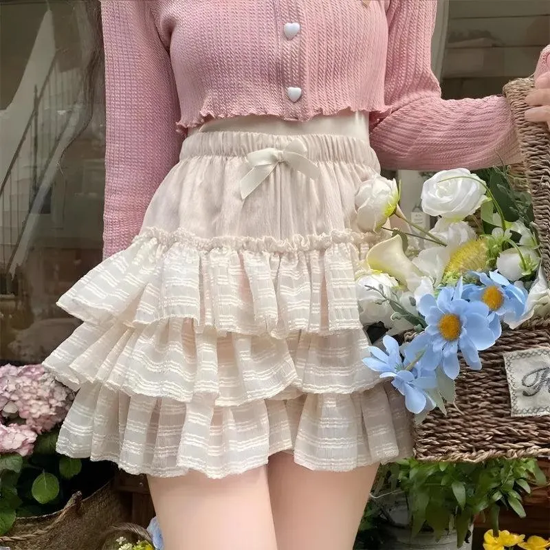Brownm Ruffle Mini Skirt