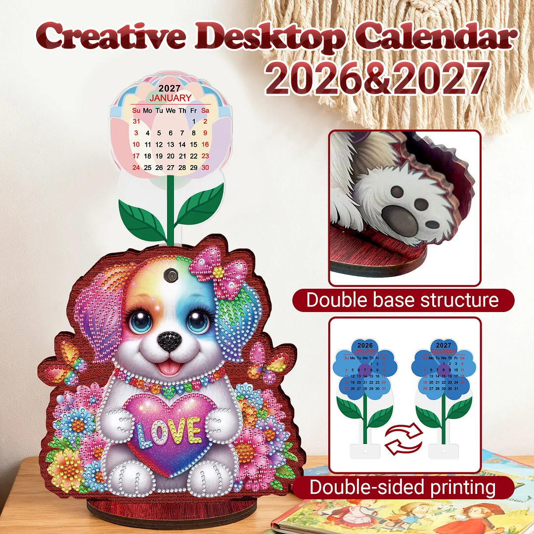 2026 Calendar DIY Diamond Painting Kit Wooden Diamond Painting Calendar