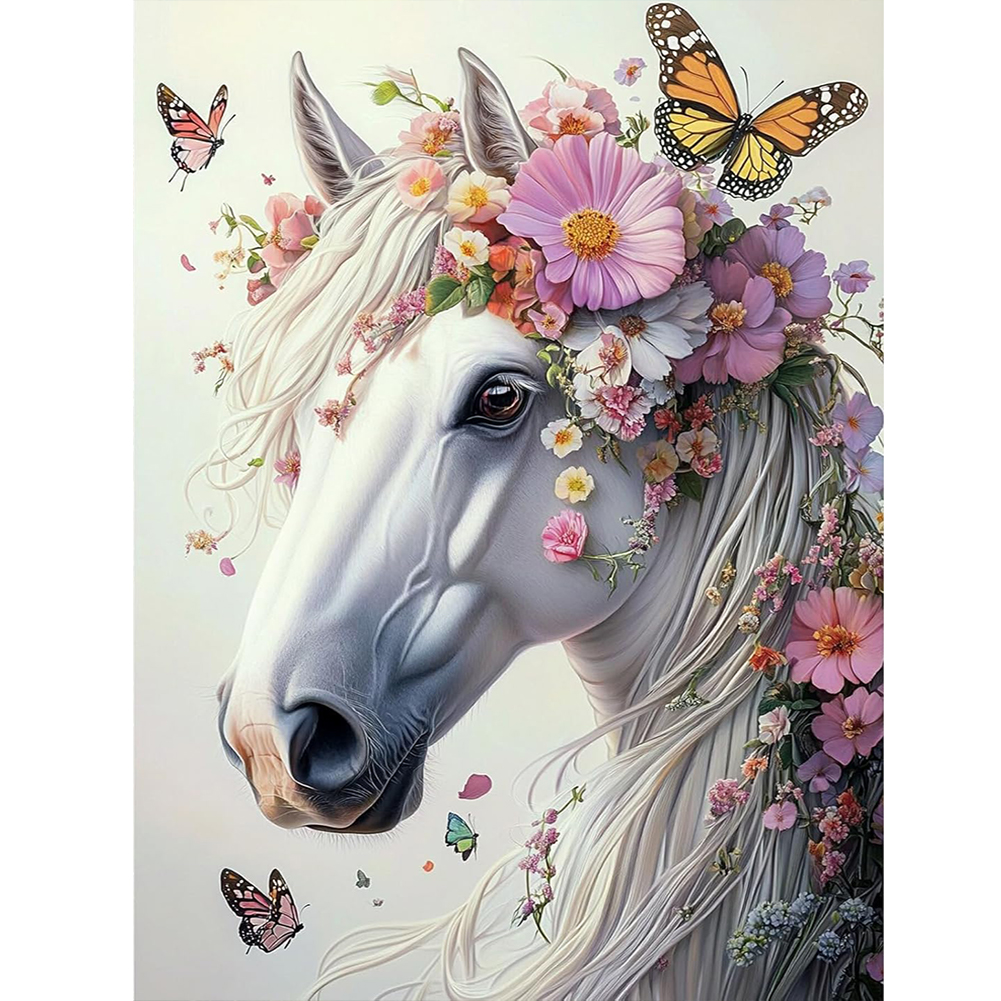 White Horse 30*40cm(canvas) full round drill diamond painting