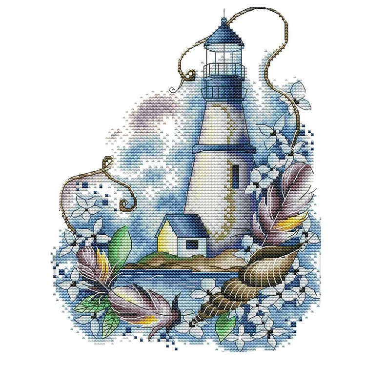 Blue Lighthouse - Counting Cross stitch 14CT 22*29CM