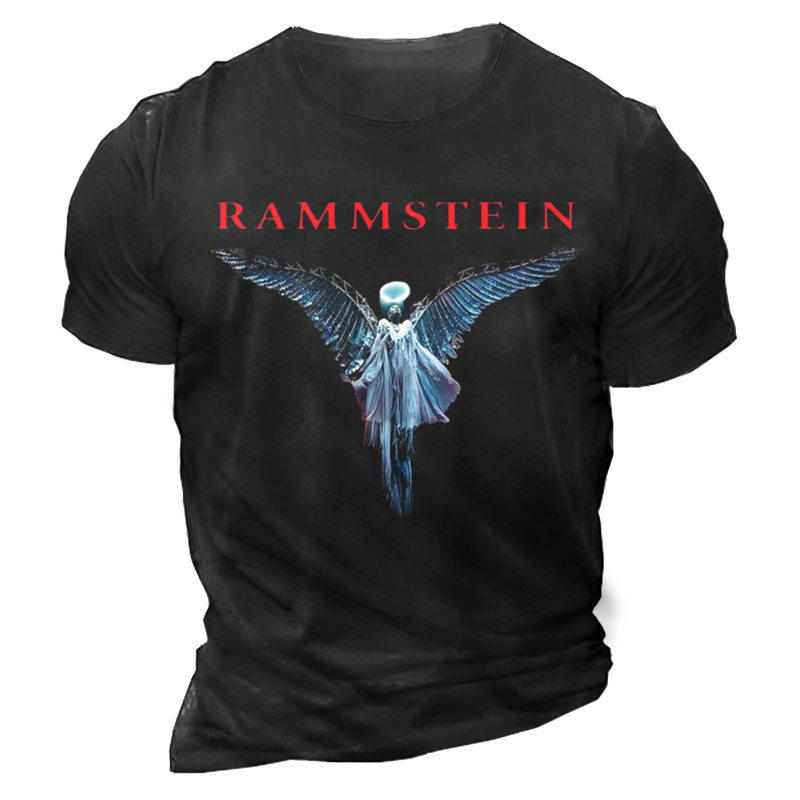 Men's Rammstein Rock Band Print Solid Color Short Sleeve Crew Neck T-Shirt