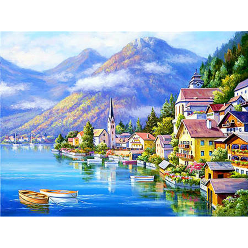 

50*40CM - Square Drill Diamond Painting - Small Town Bay, 501 Original