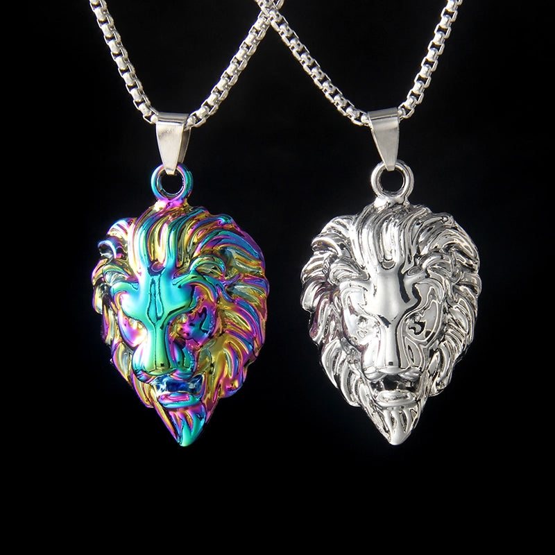 Colorful Lion's Head Stainless Steel Necklace