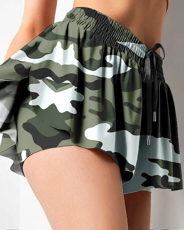 Fake Two-piece Culottes Elastic Waist Yoga Walking Sports Culottes