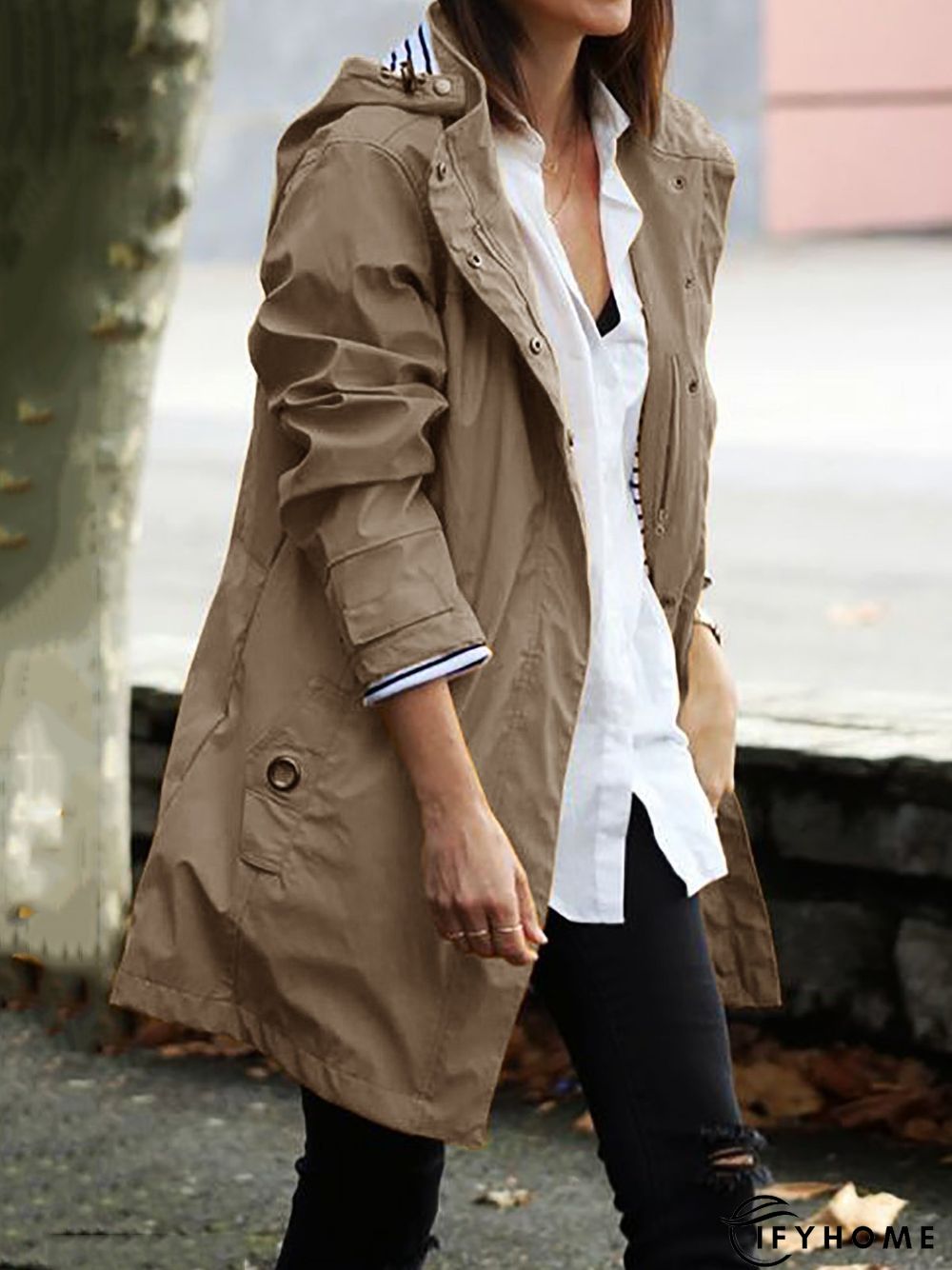 Waterproof Hooded Jacket Long Trendcoat Raincoat Trench coat | IFYHOME