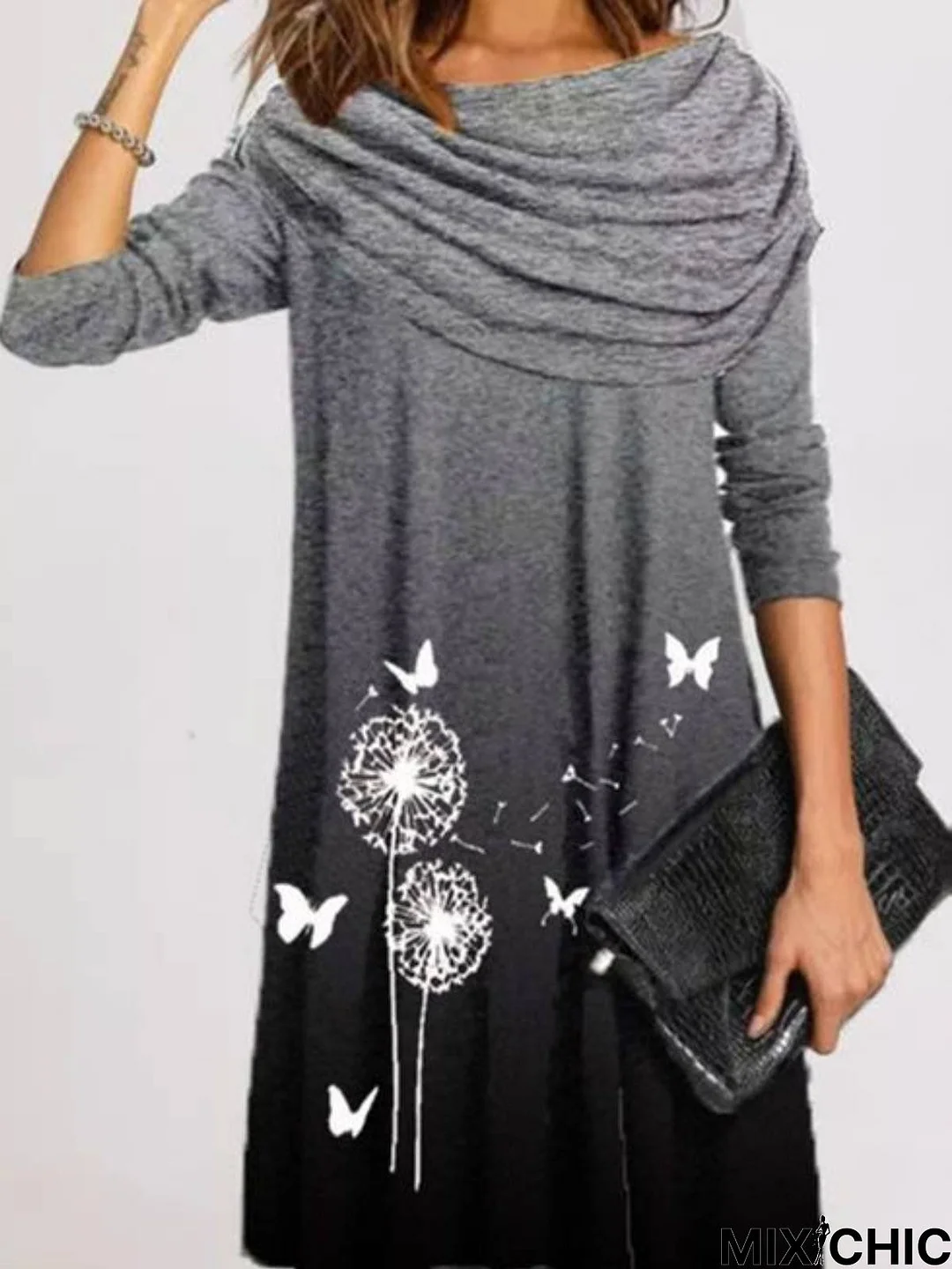 Cotton Long Sleeve Knitting Dress