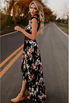 Sexy dress sleeveless V-neck print irregular long dress