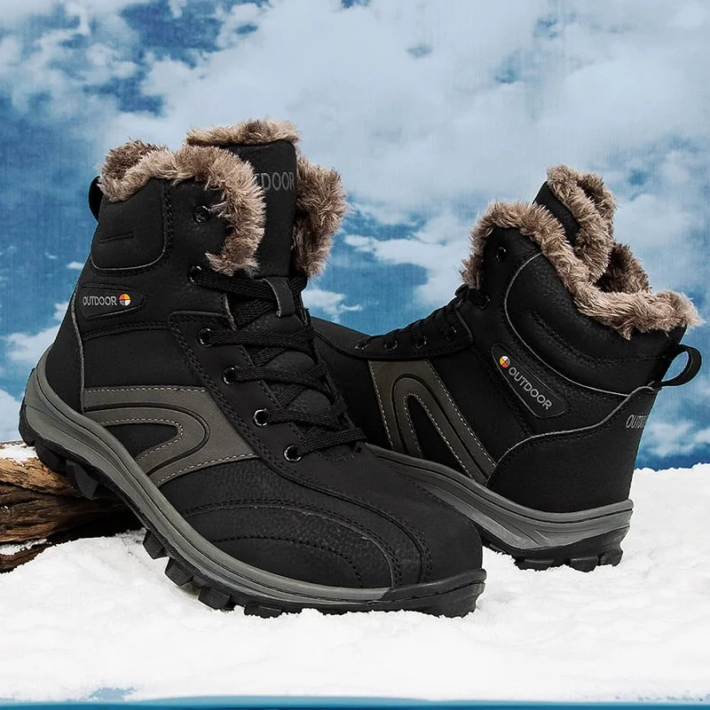 New Men's Snow Boots Thick Plush Warm Men's Winter Boots Waterproof Men's Platform Boots Outdoor Men's Sneakers Luxury Shoes