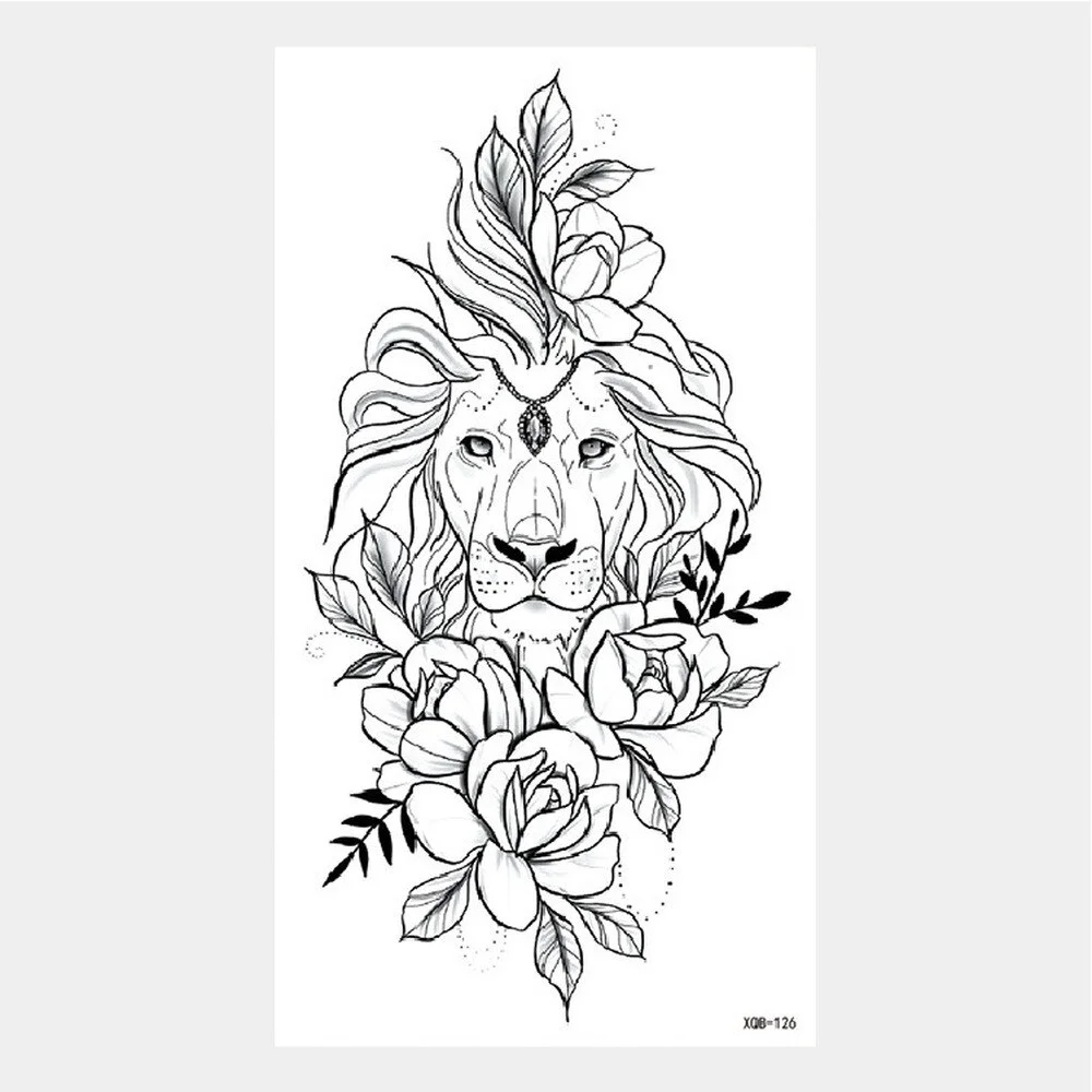 Sdrawing Tattoo Stickers Animal Tatoo Sticker Flying Dragon Wolf Head Tiger Dream Catcher Fake Tatto Body Art Makeup Stickers