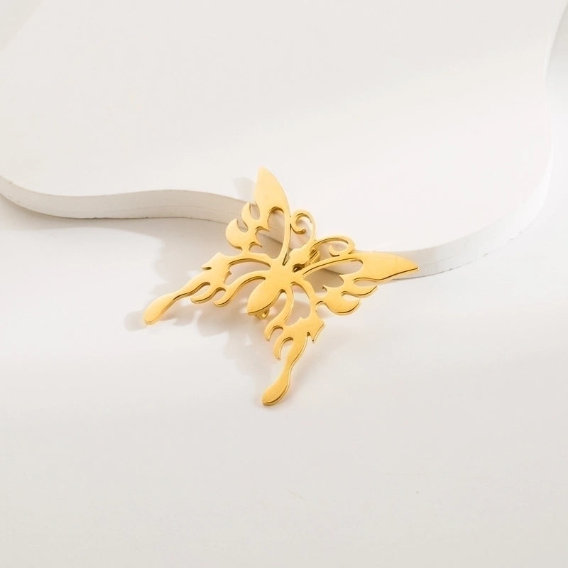 Vintage Style Animal Feather Flower 304 Stainless Steel Polishing Plating Unisex Brooches 1 Piece