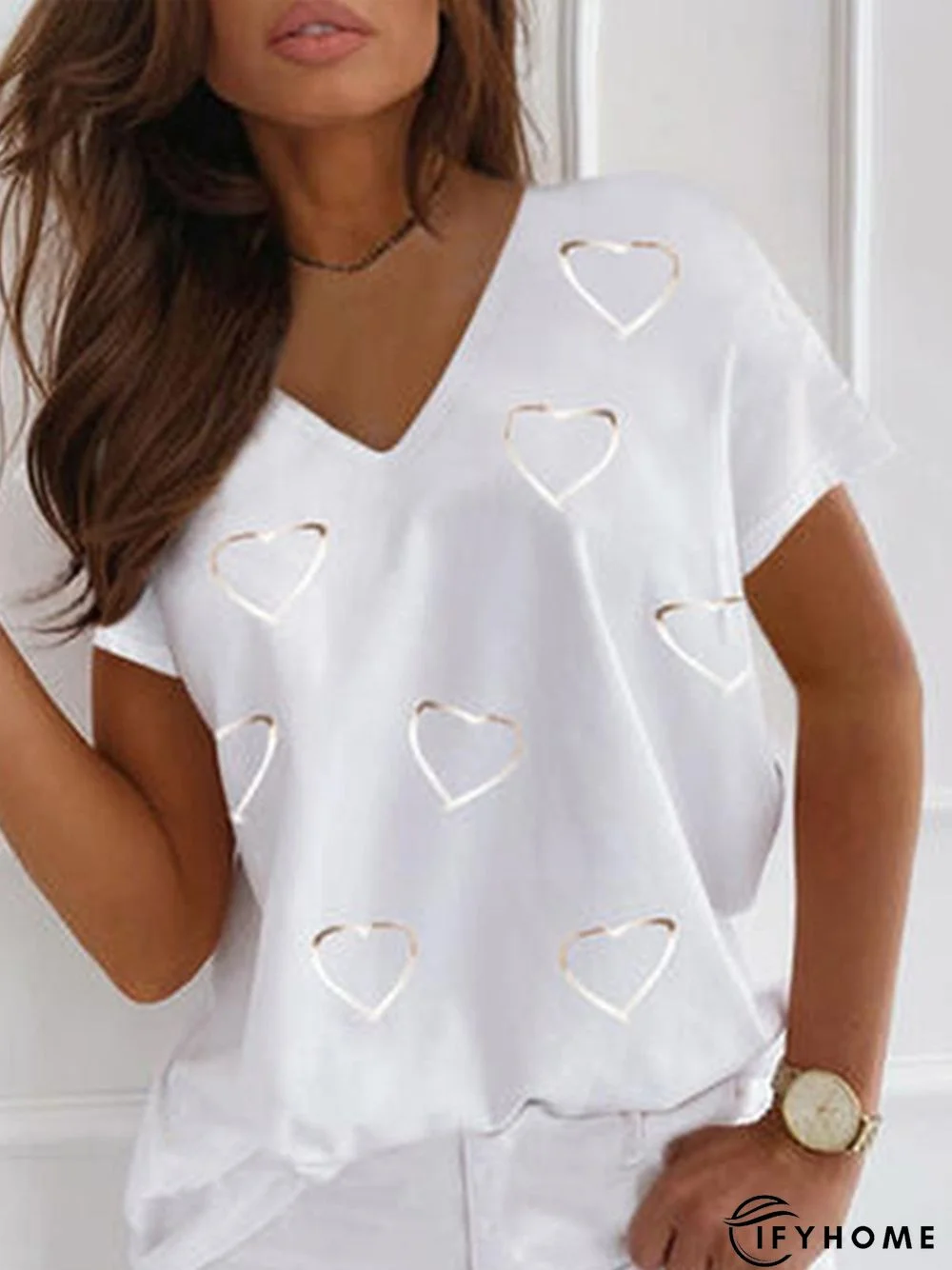 Love Pattern Casual Color Block Shirts & Tops | IFYHOME