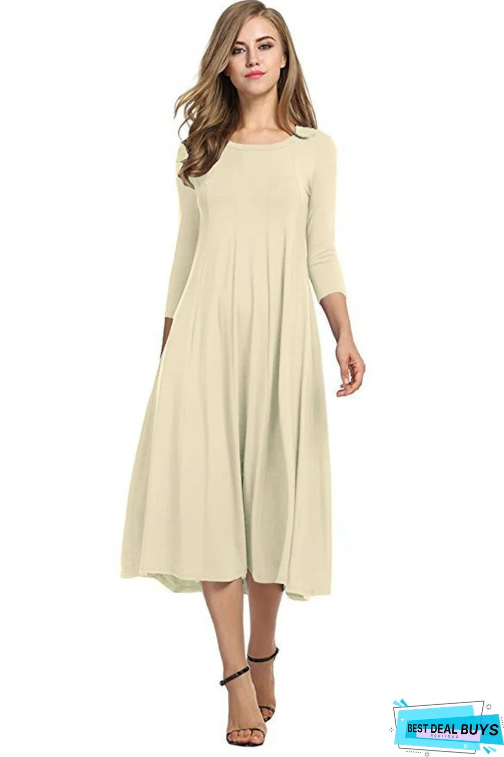 Casual Long Sleeve Pockets Casual Dress