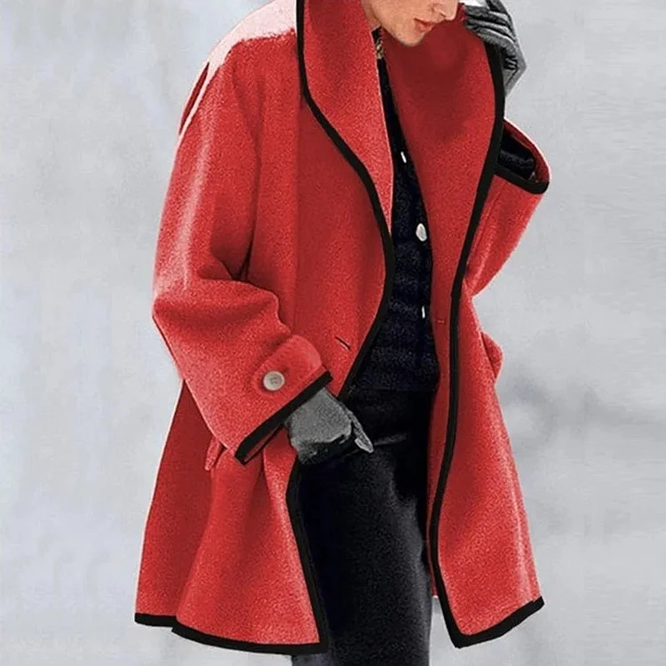 Hooded Color Block Woolen Coat (Buy 2 Vip Shipping) - Sale 49% OFF