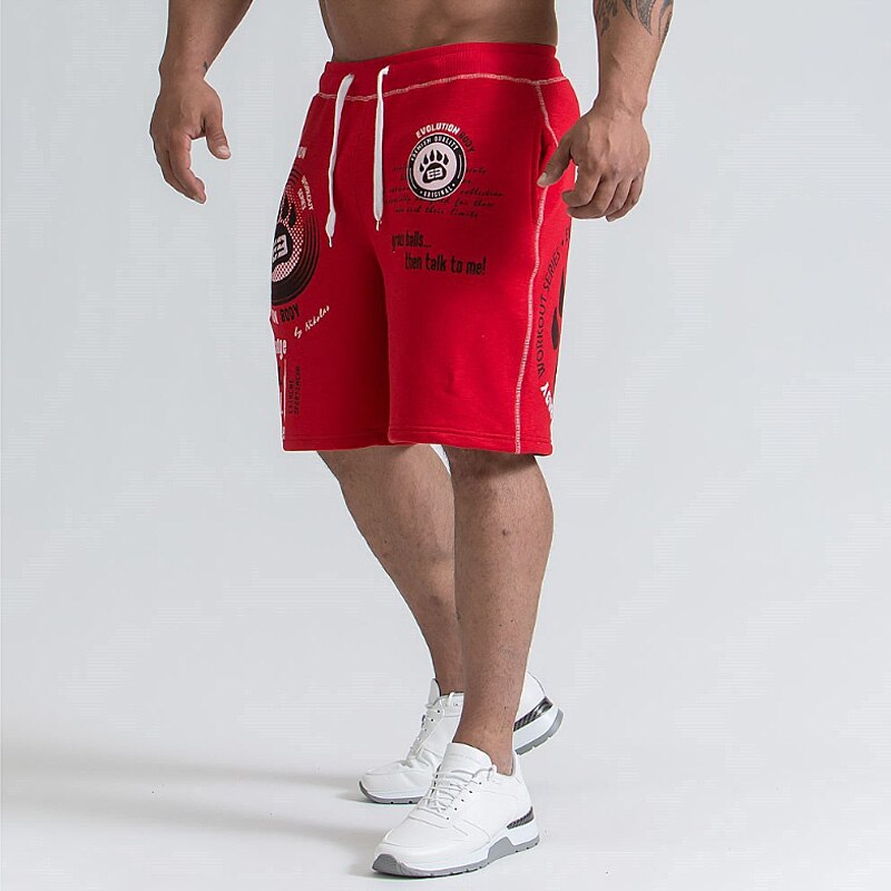 summer Cotton Print Men's Fitness Sports Shorts Gym Running Training Bodybuilding Men Shorts Smart Casual Beach Shorts