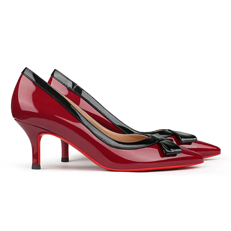 60mm Kitten Heels Red Bottom Bowknot Pumps Summer Daily Shoes VOCOSI VOCOSI