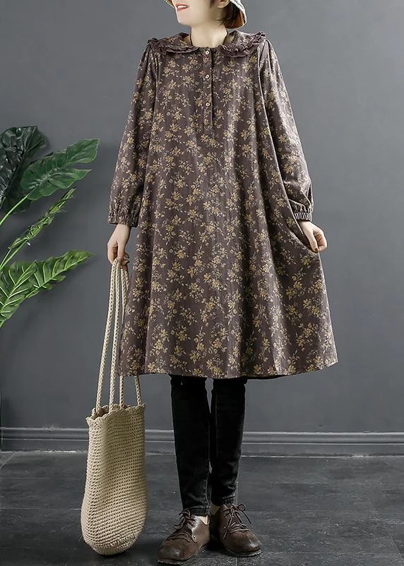 Elegant Pocket Spring Long Sleeve lavender Dress